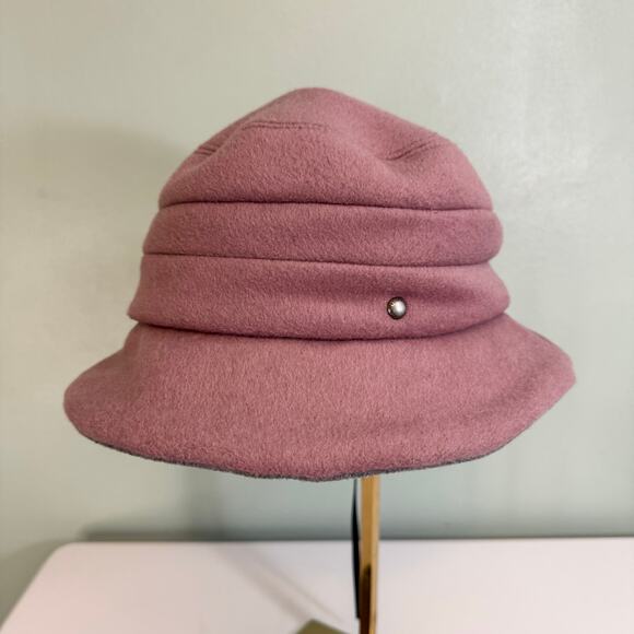 Kooringal Elegant Bucket Hat Womens 25" Pink Wool Blend Asymmetrical Wide Brim - Picture 2 of 6